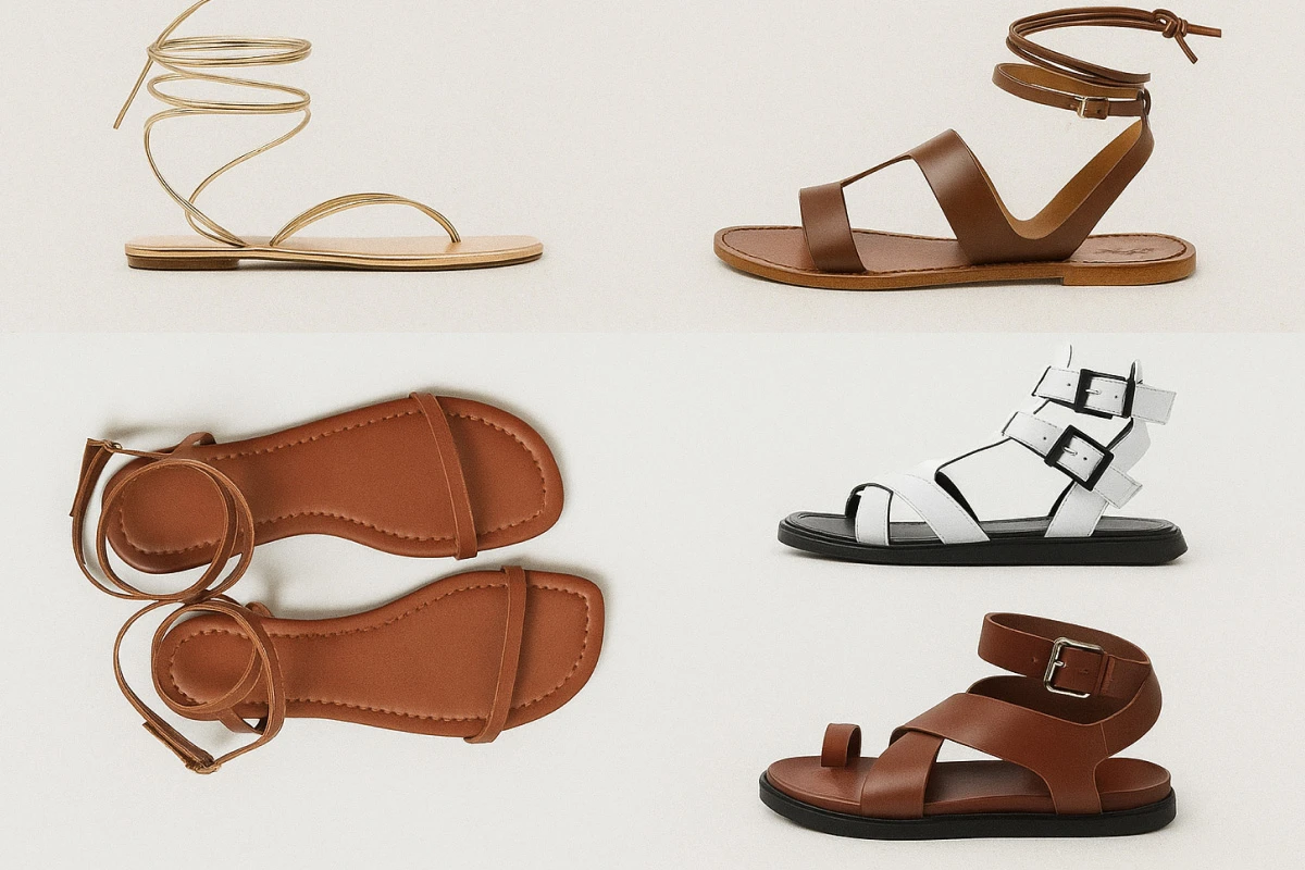 сандалии с завязками